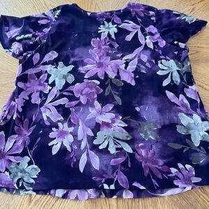 Leebe Woman’s Floral Purple and Gray Top summer shirt size XX-Large